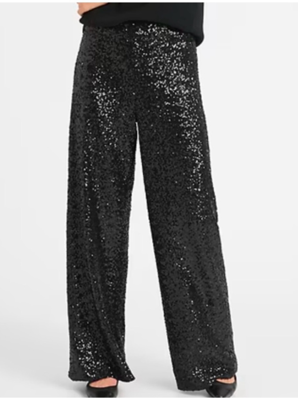 Banana Republic Sequin Wide-Leg Pants - Black